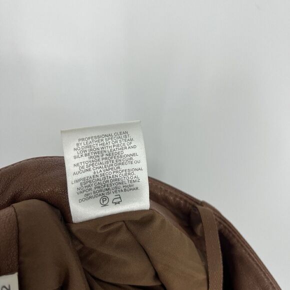 Tibi Pants Size 12 Womens Brown Sheepskin Leather Trousers Wide Leg High Waist - Picture 9 of 9